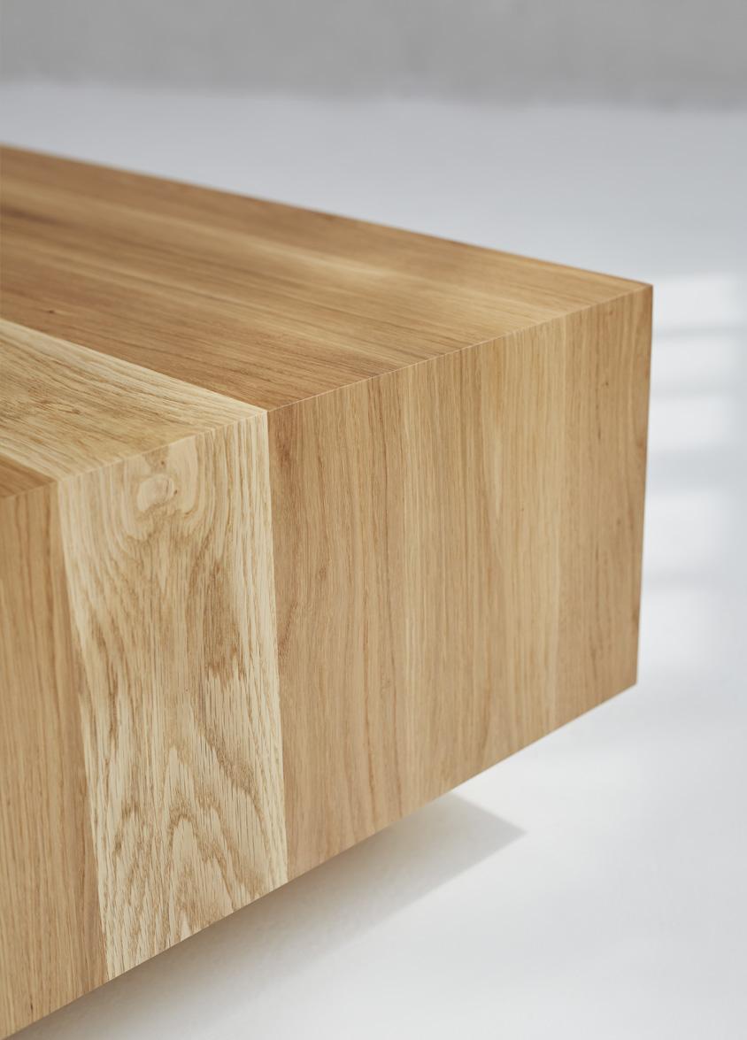 Travail du bois Table basse en placage de chêne blanc avec insert en marbre 46