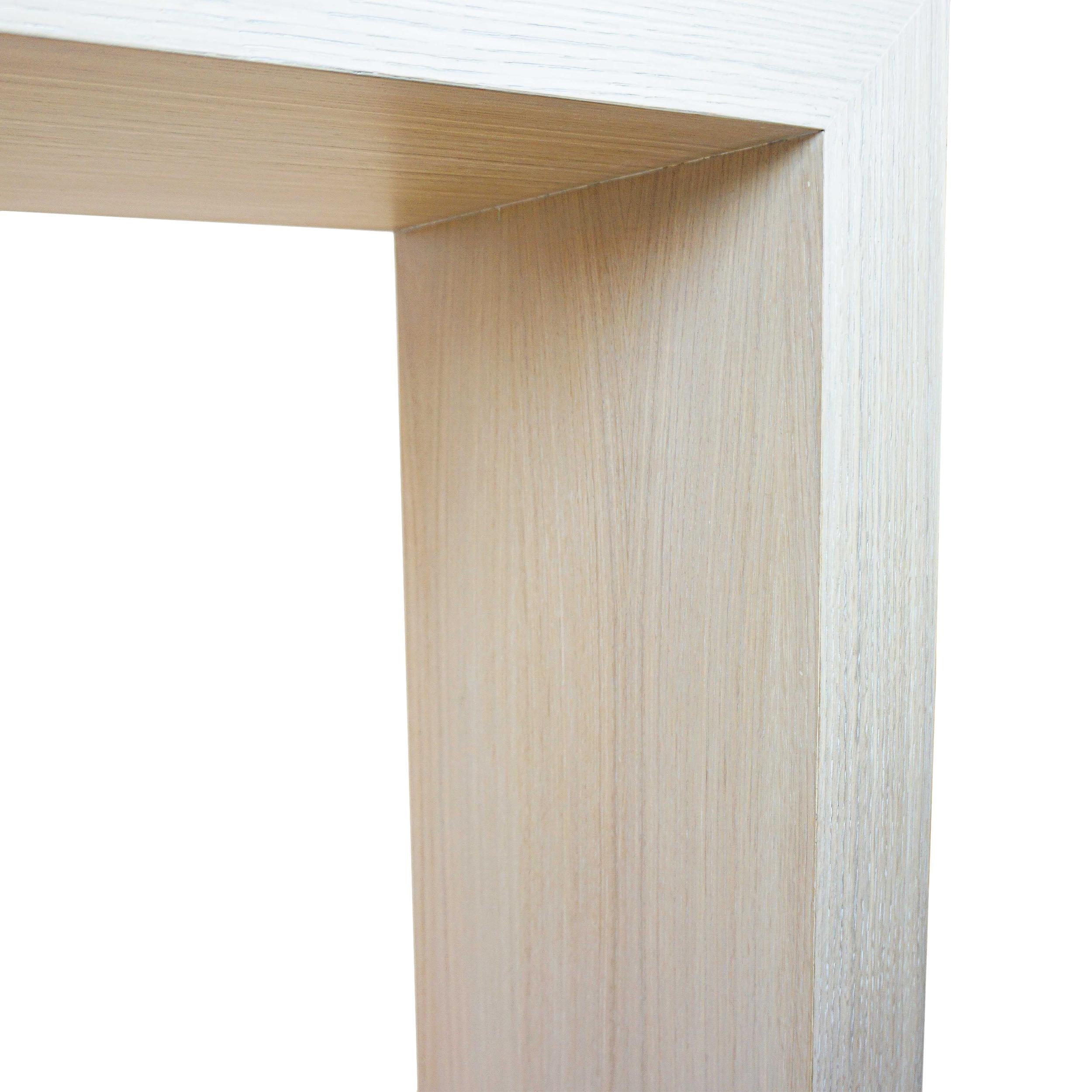 White Oak Veneer Waterfall Console with Clear Finish For Sale 6
