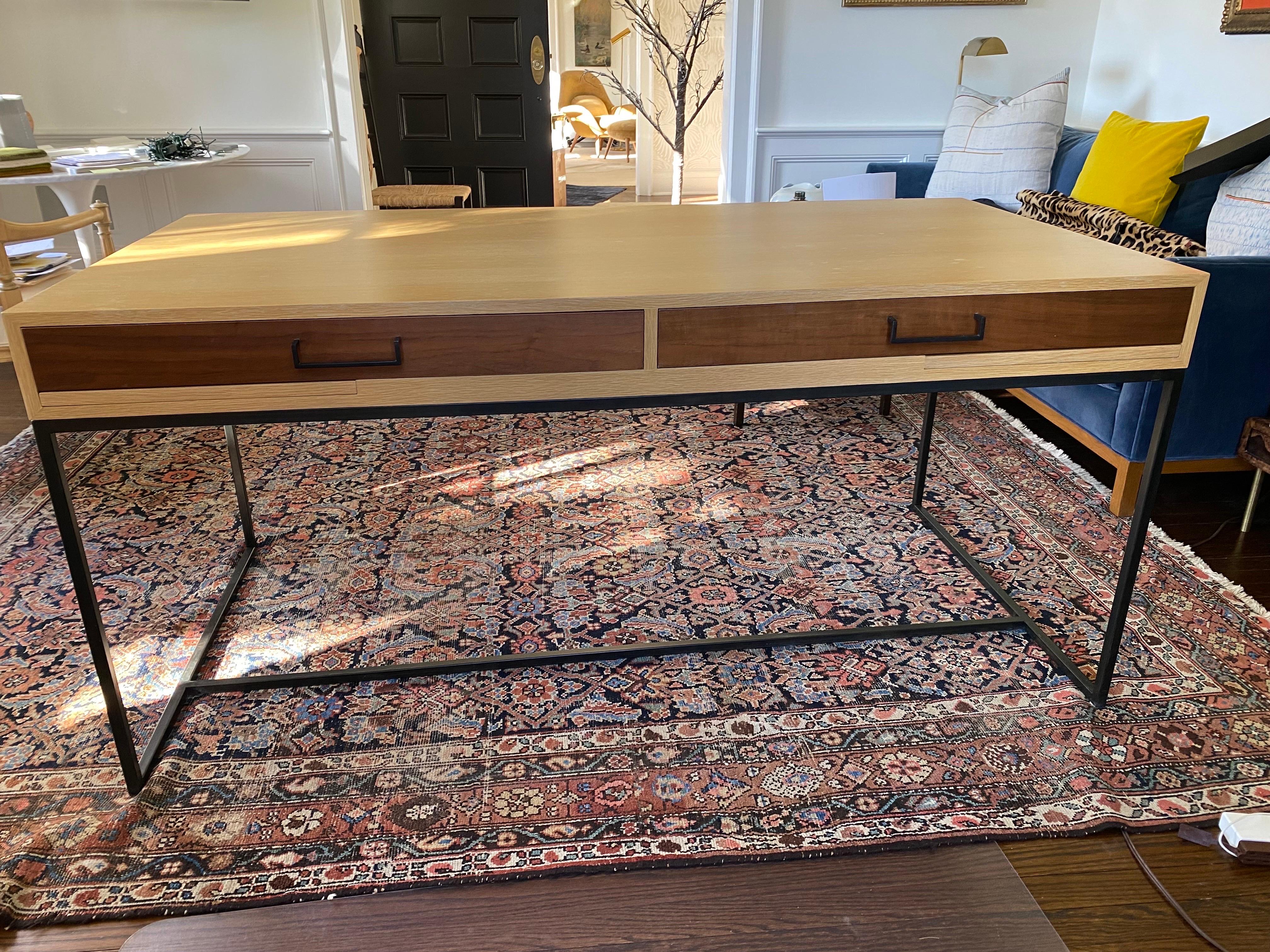 White Oak & Walnut Thin Frame Desk by Lawson-Fenning In Good Condition In Southampton, NY