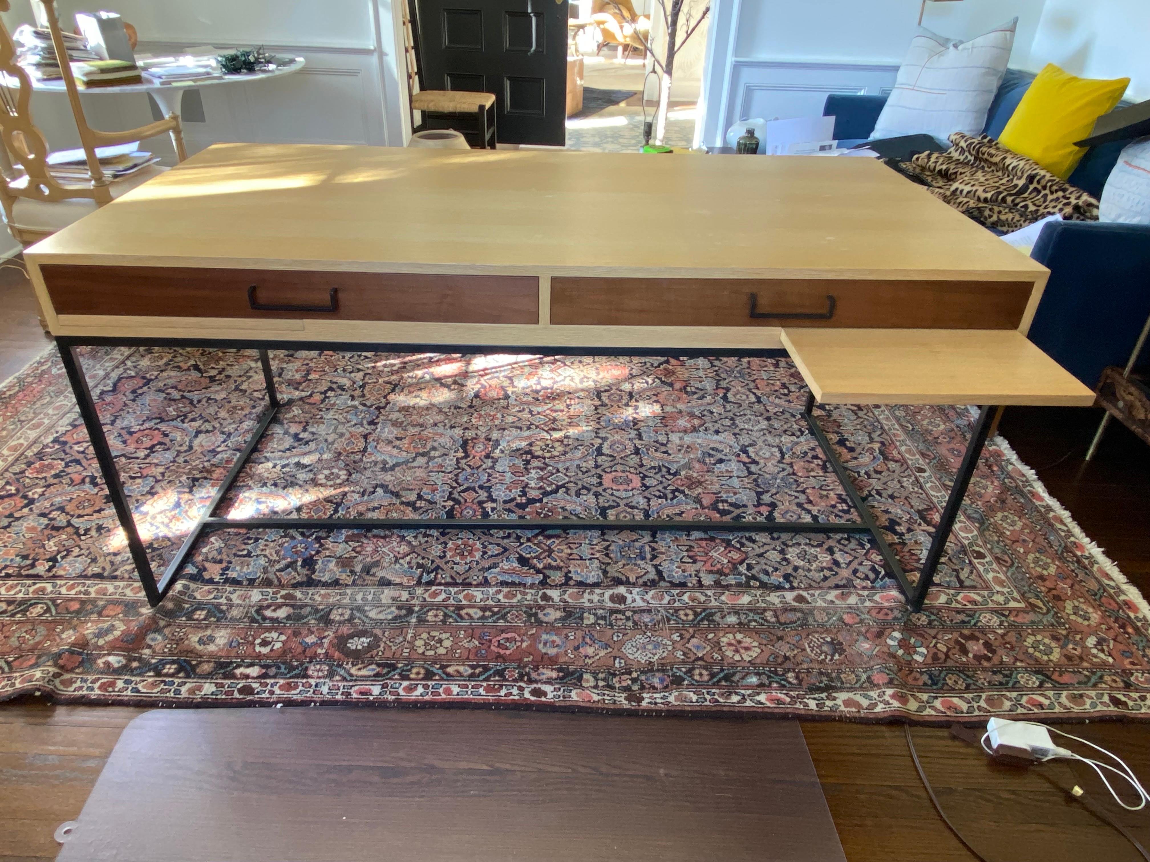 Contemporary White Oak & Walnut Thin Frame Desk by Lawson-Fenning For Sale