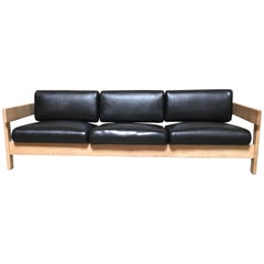 White Oak with Black Leather Sofa by Metropolitan