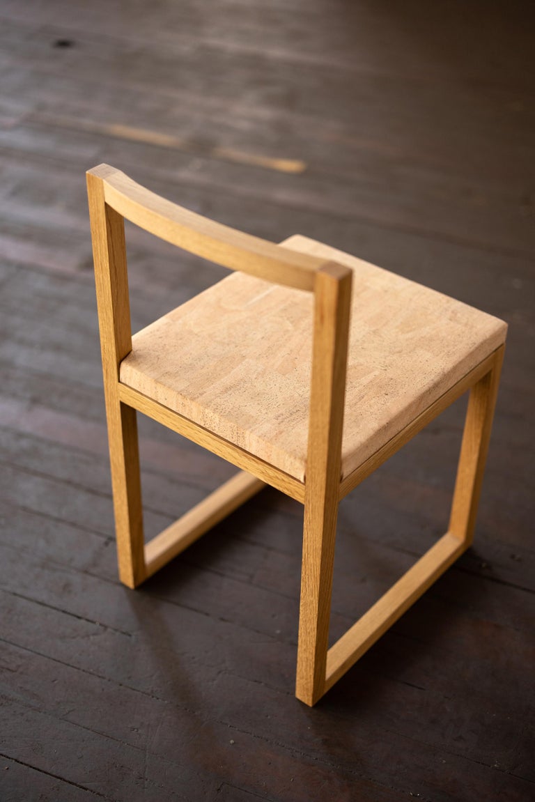 White Oak Wood and Cork Chair Dining or Writing Desk Chair Porto Chair