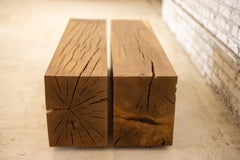 White Oak Wood Coffee Table  Reclaimed Wood Bench Set  One of a Kind
