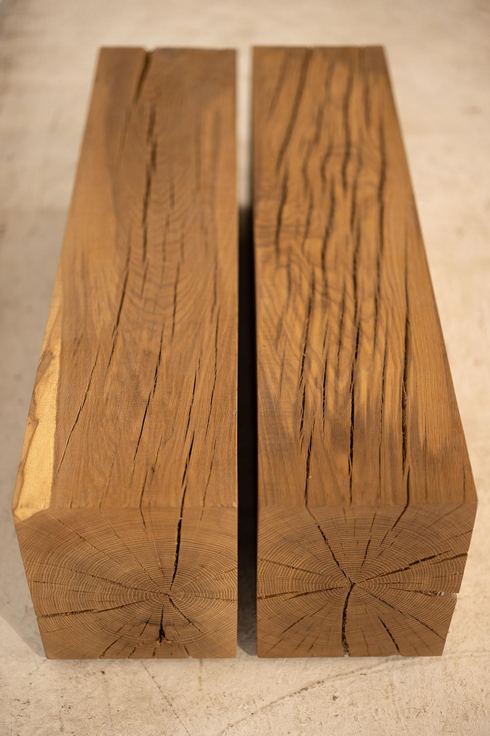 Mesa baja de madera de roble blanco  Conjunto de bancos de madera recuperada  Único en su especie en Nuevo Estado en Birmingham, AL