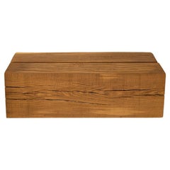 Mesa baja de madera de roble blanco Conjunto de bancos de madera recuperada Único en su especie