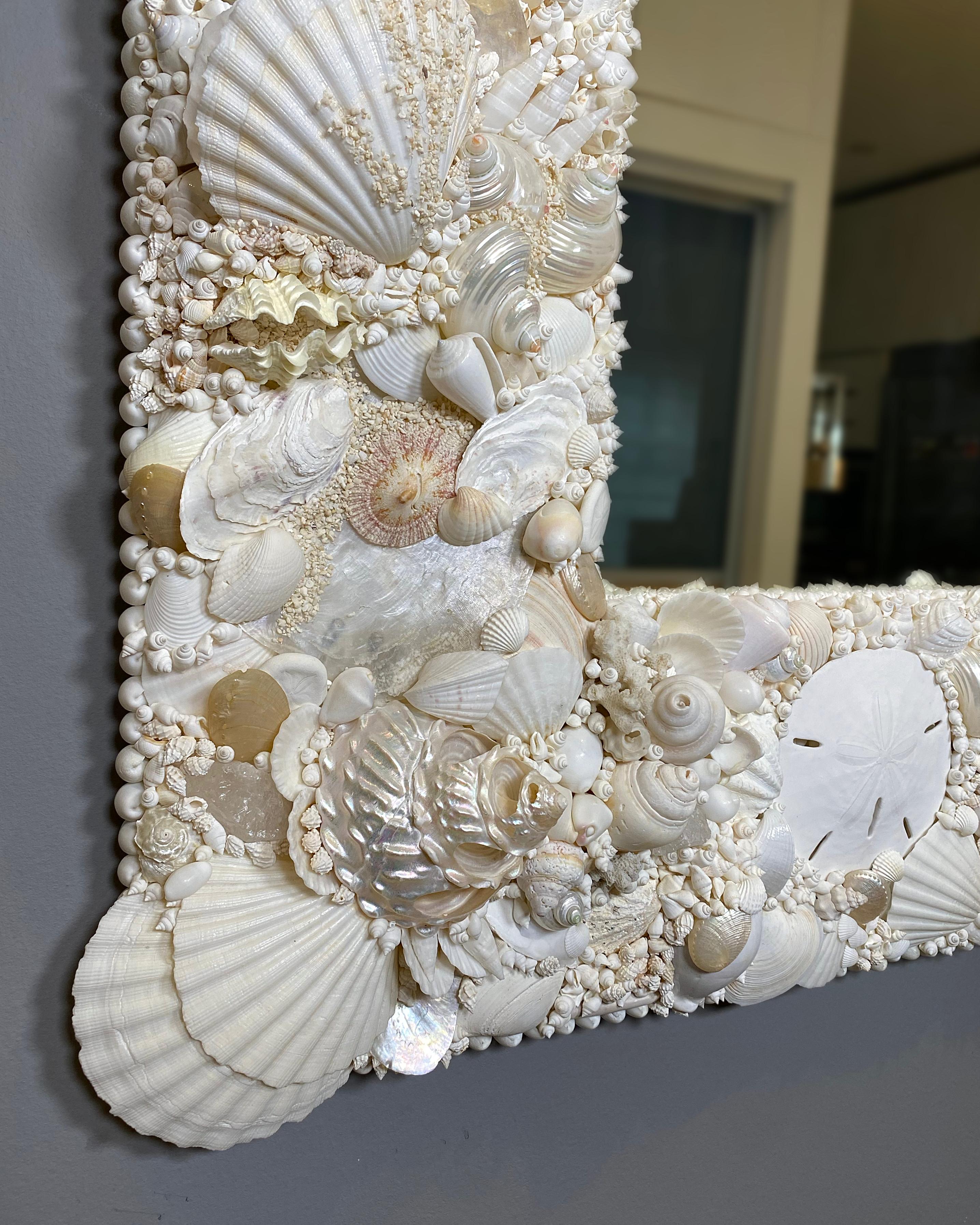 white shell mirror