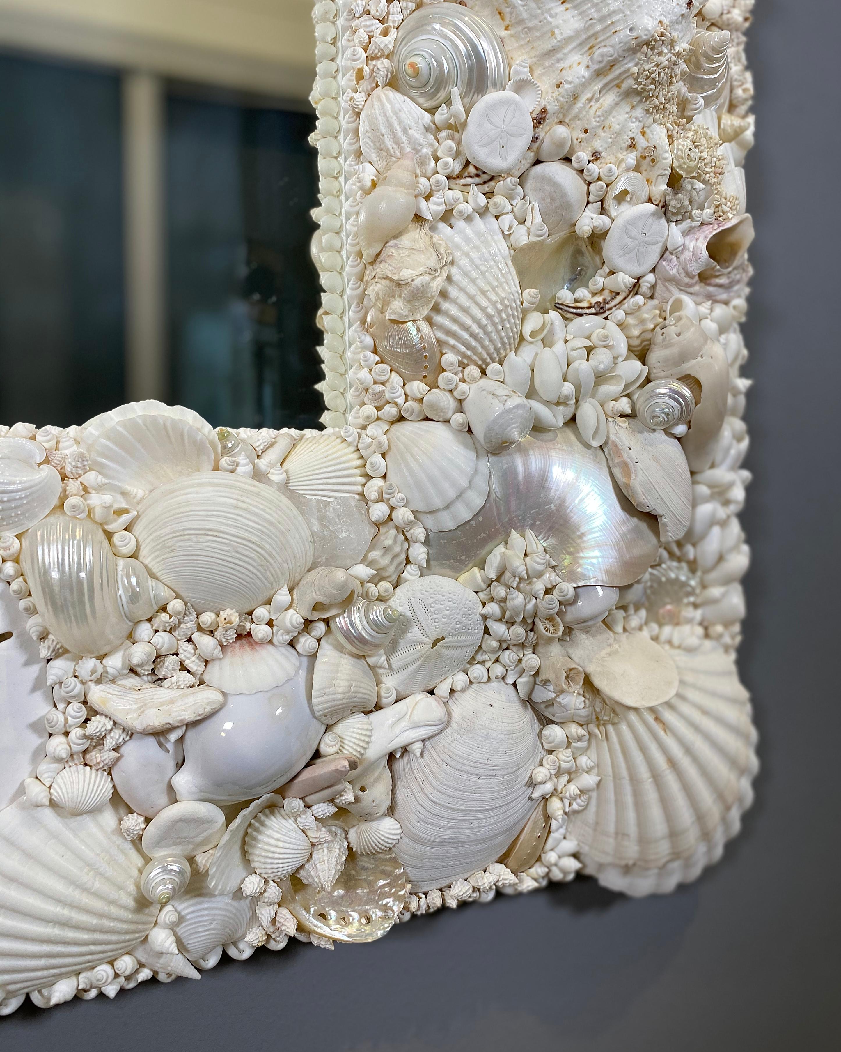 Swedish White Ocean, Unique Shell Mirror by Shellman Scandinavia