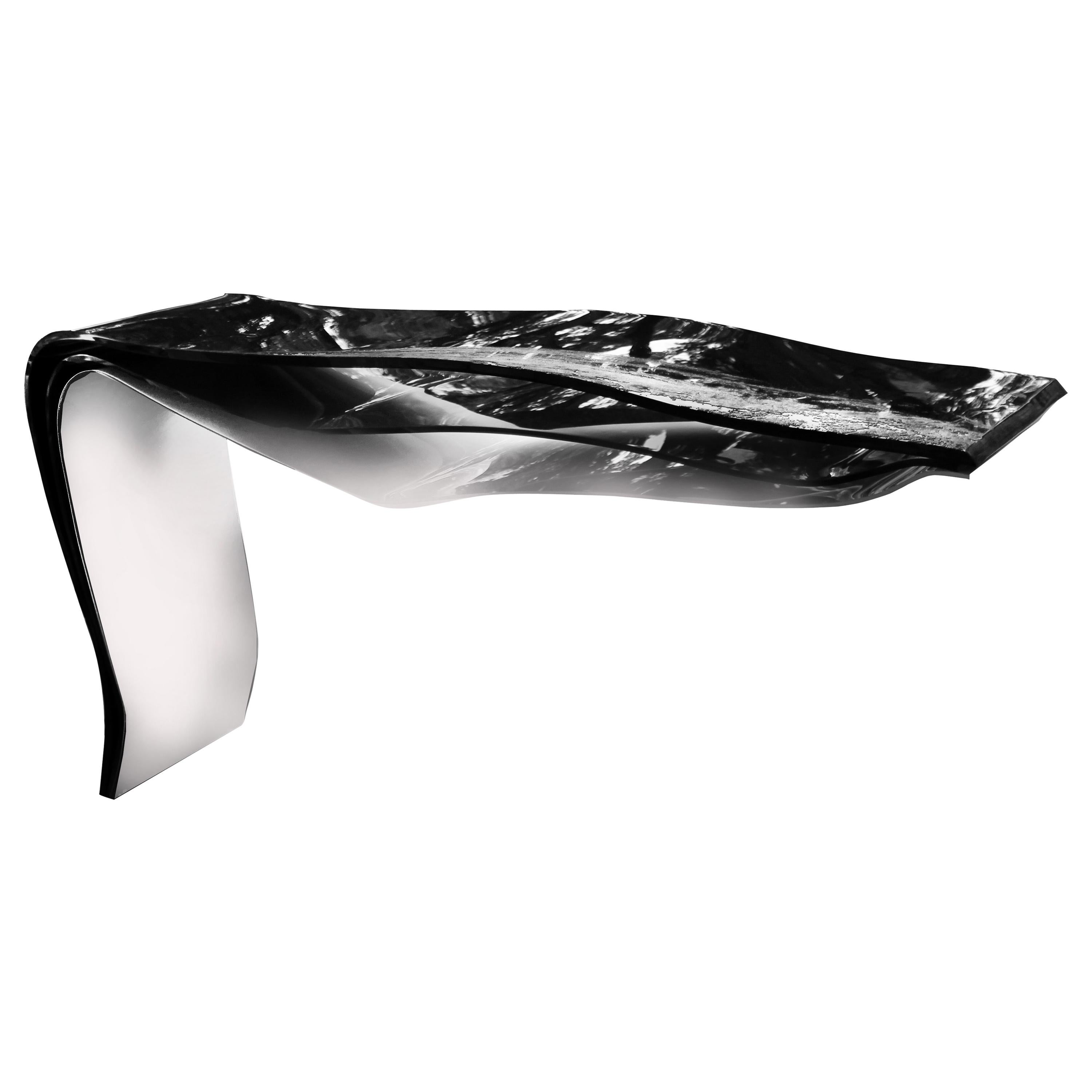 White Ocean, White and Black Plexiglass Console Tables Limited Edition For Sale