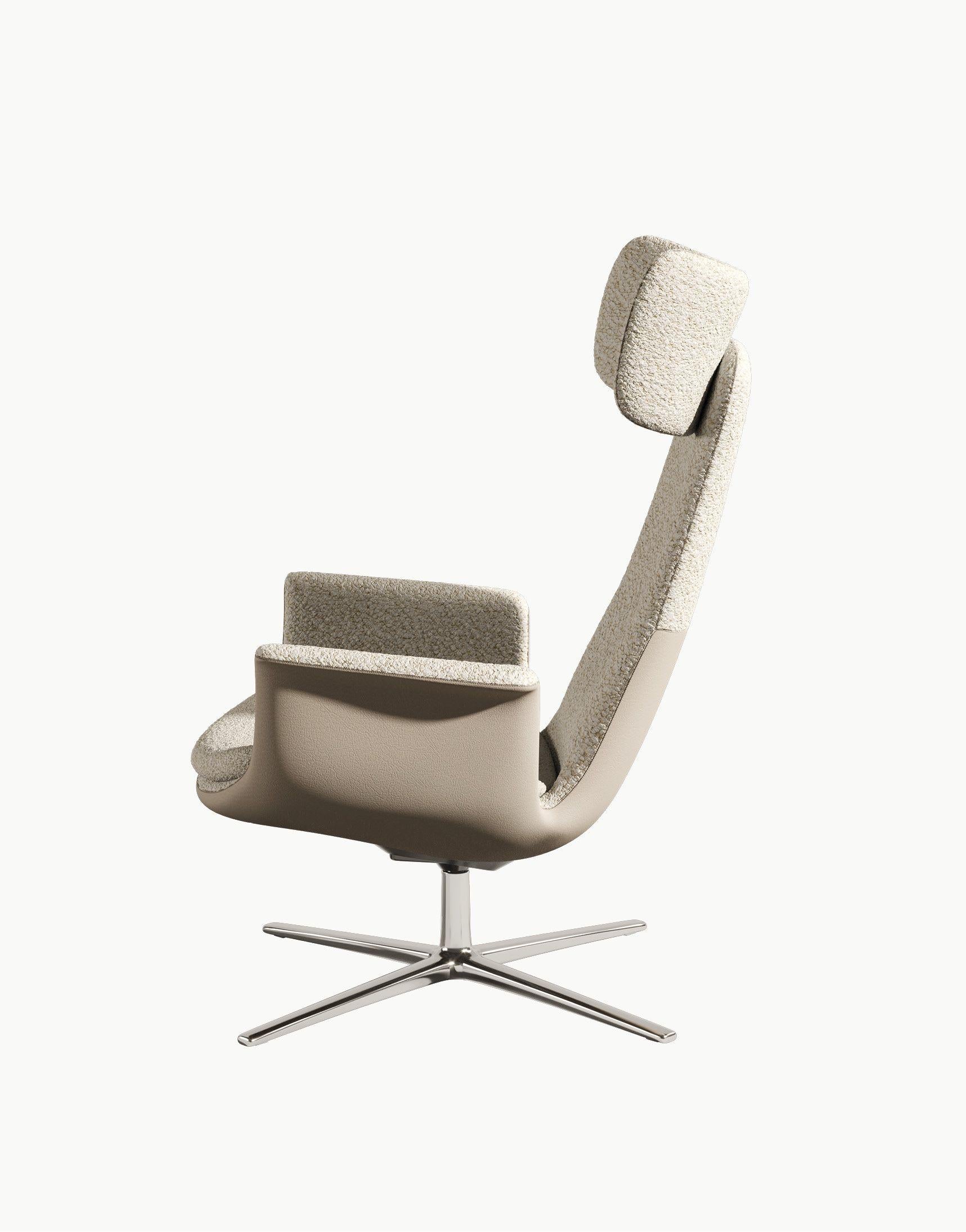 Odyssey is an out-of-this world armchair designed by Eugeni Quitllet for BD. The meeting of earth-bound ergonomic forms, comfort and imaginative flight of fancy.

Small headrest
75 x 81 x h.107 cm
30 x 32 x h.42 inch

Large headrest
75 x 81 x h.111
