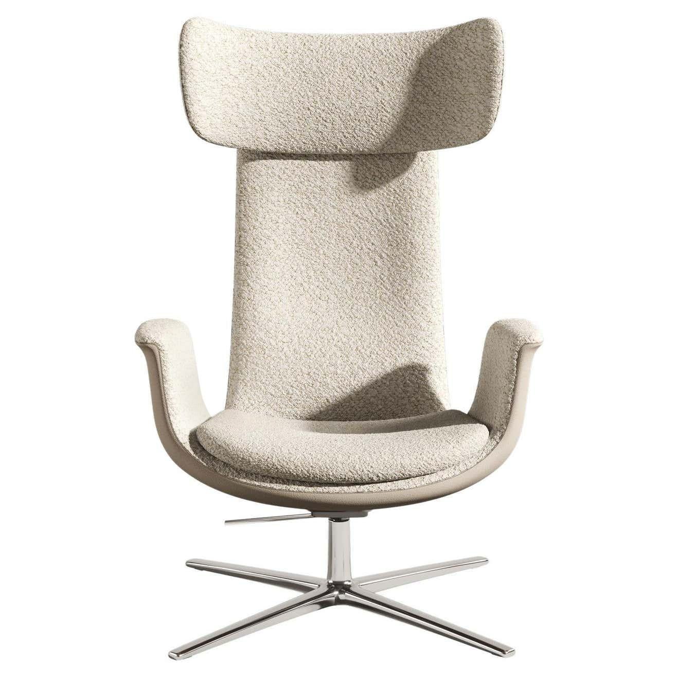 White Odyssey Armchair Adjustable Headrest Leather 
Fabric Finish For Sale