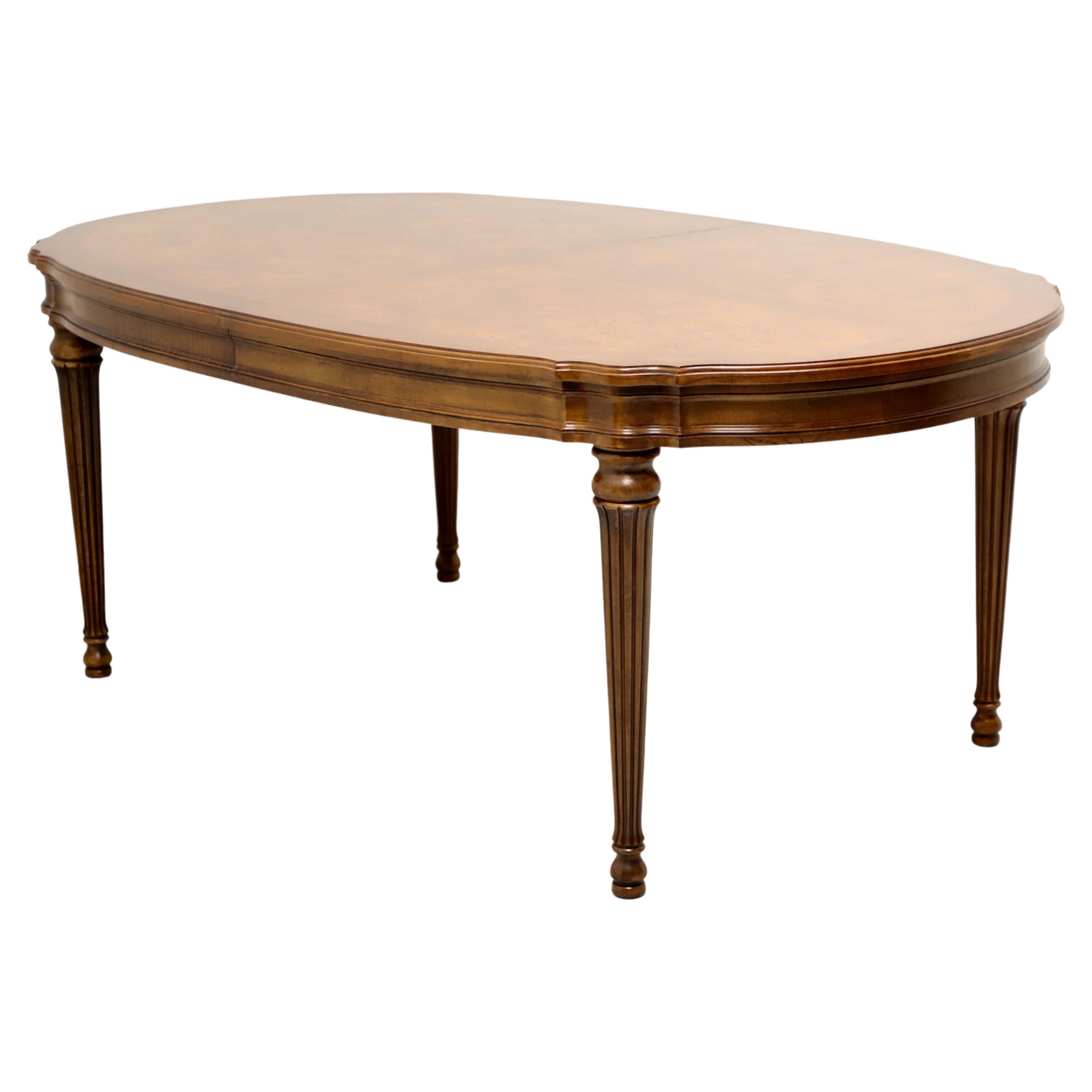 WHITE of Mebane Banded Inlaid Burl Elm French Provincial Oval Dining Table