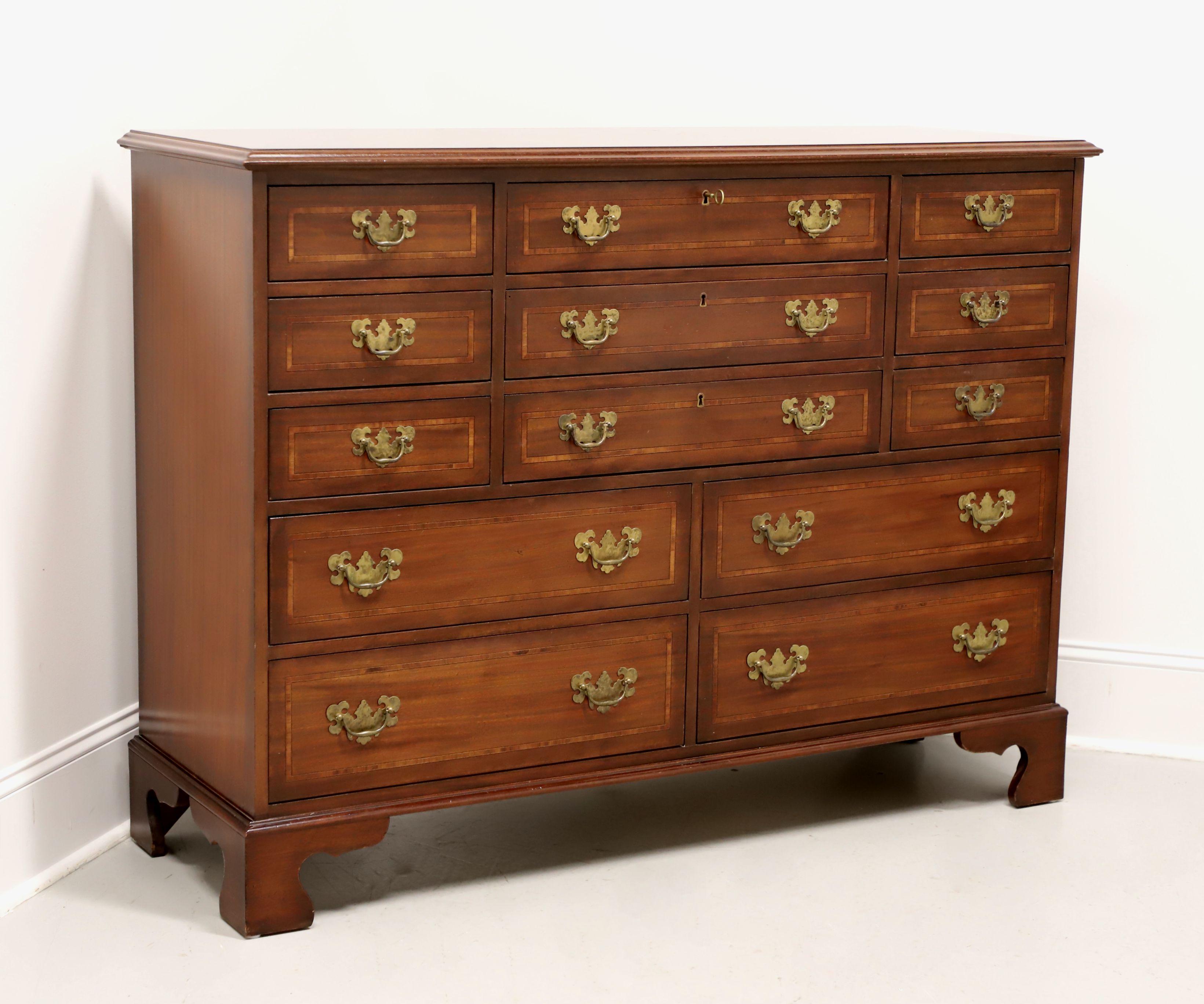 WHITE OF MEBANE Banded Mahogany Chippendale Dressing Chest For Sale 6