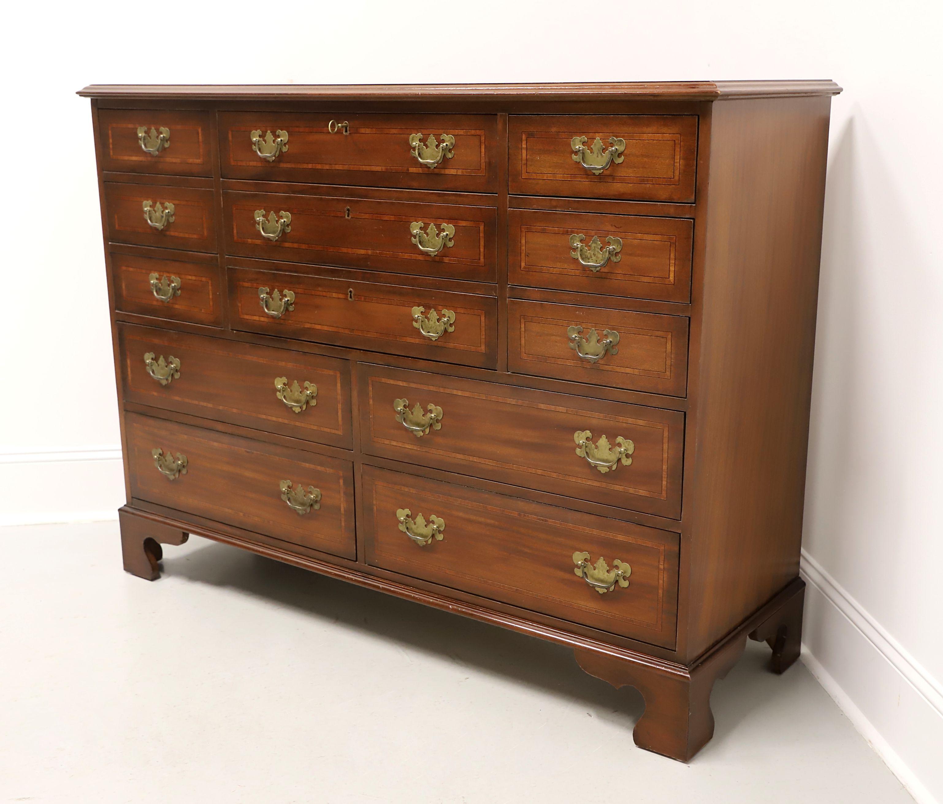American WHITE OF MEBANE Banded Mahogany Chippendale Dressing Chest For Sale