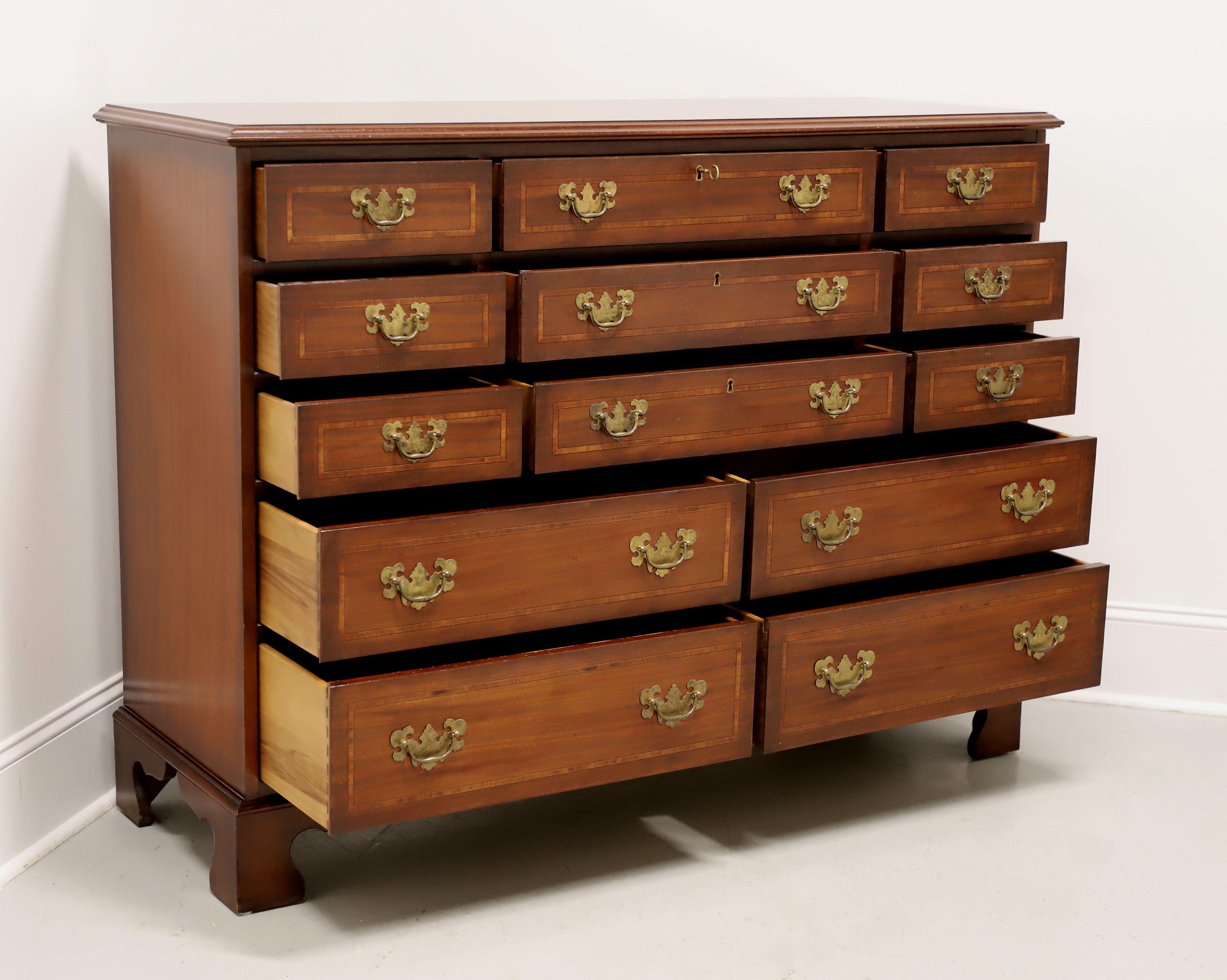 20th Century WHITE OF MEBANE Banded Mahogany Chippendale Dressing Chest For Sale