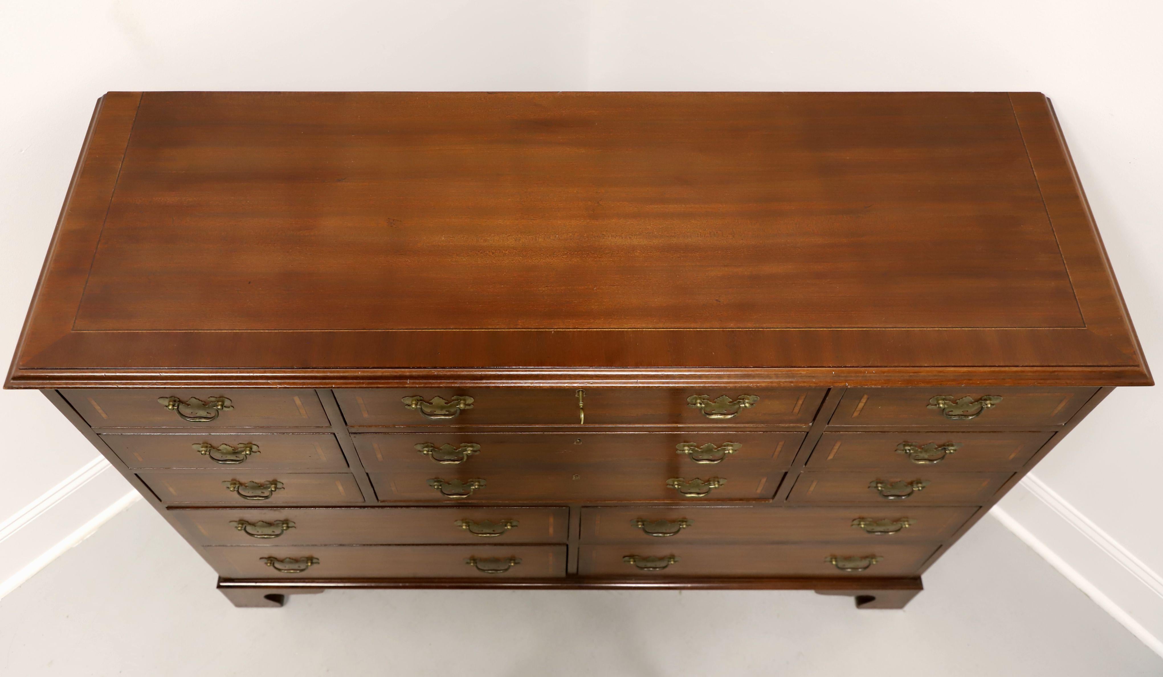 Brass WHITE OF MEBANE Banded Mahogany Chippendale Dressing Chest For Sale