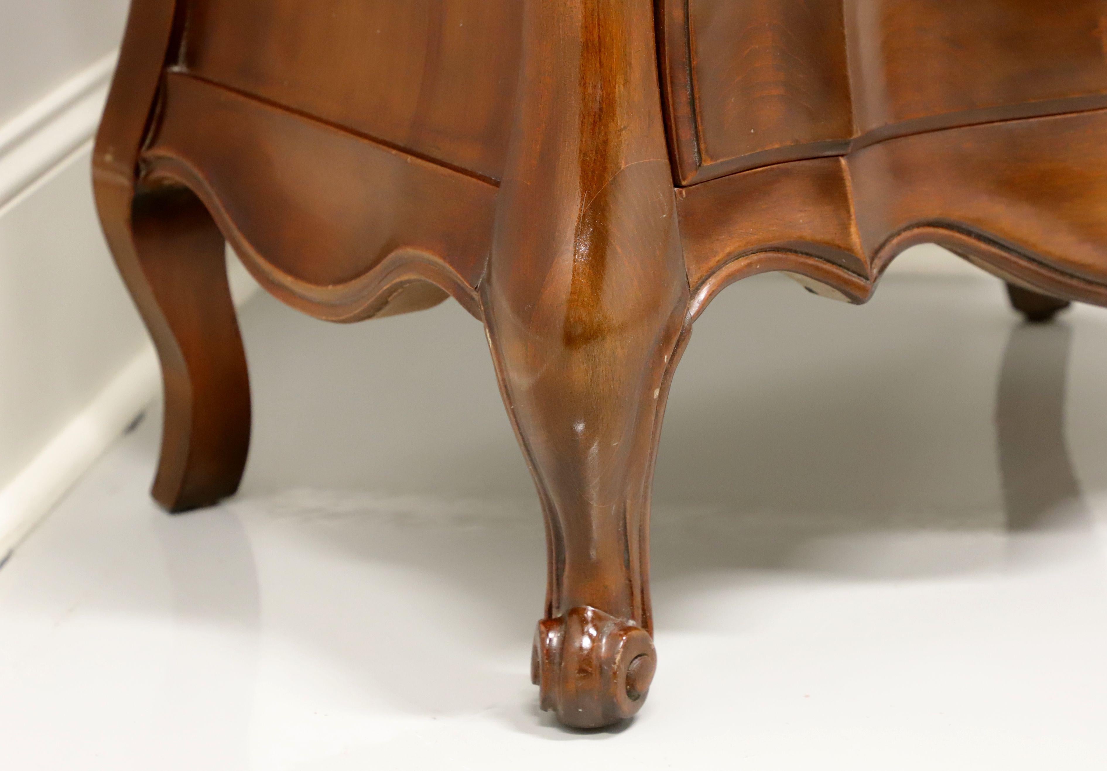 20th Century WHITE of Mebane French Country Walnut Nightstand / Bedside Chest