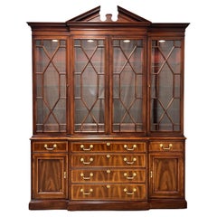 WHITE OF MEBANE Inlaid Banded Mahogany Chippendale Breakfront China Cabinet