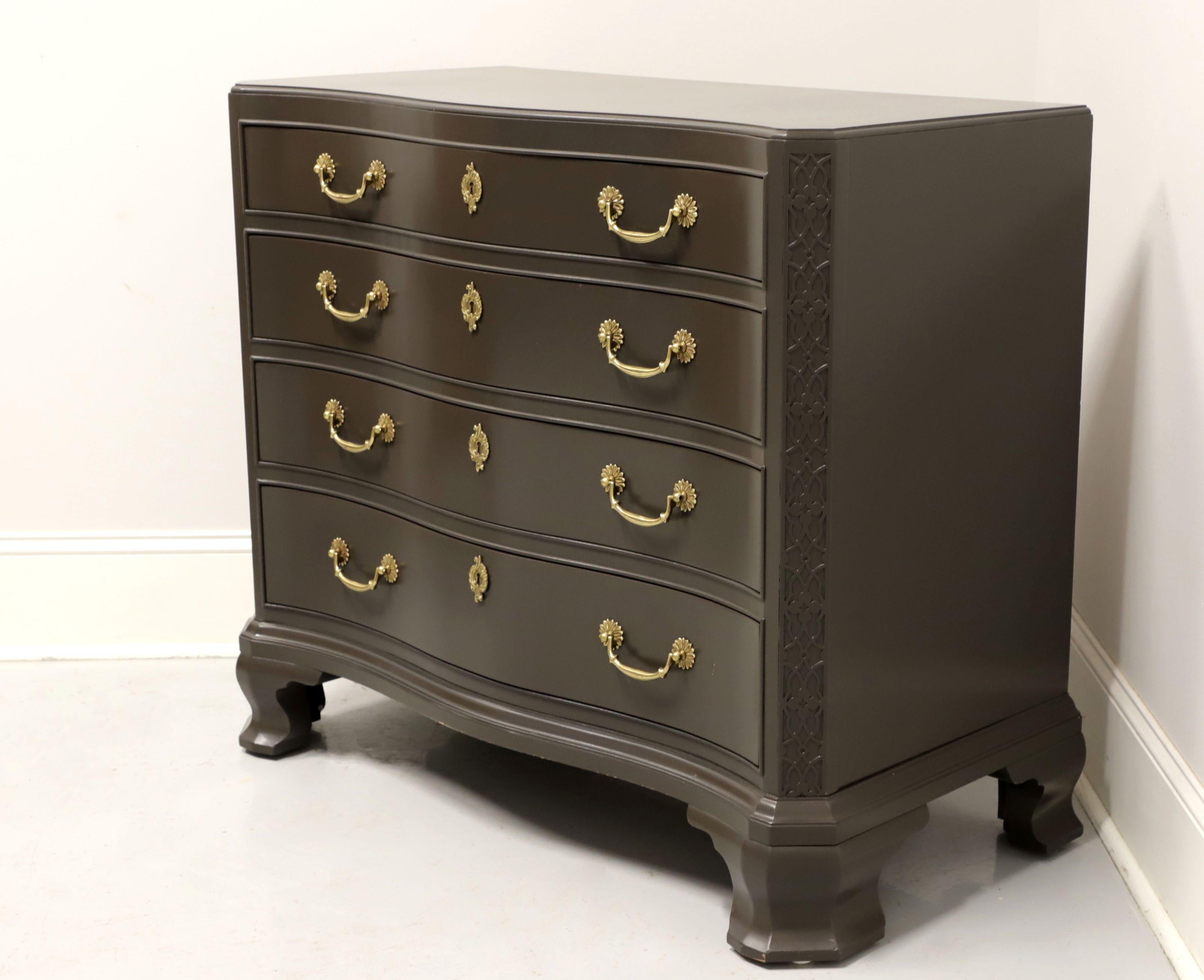 American WHITE OF MEBANE Mahogany Chippendale Serpentine Gray Painted Bachelor Chest For Sale