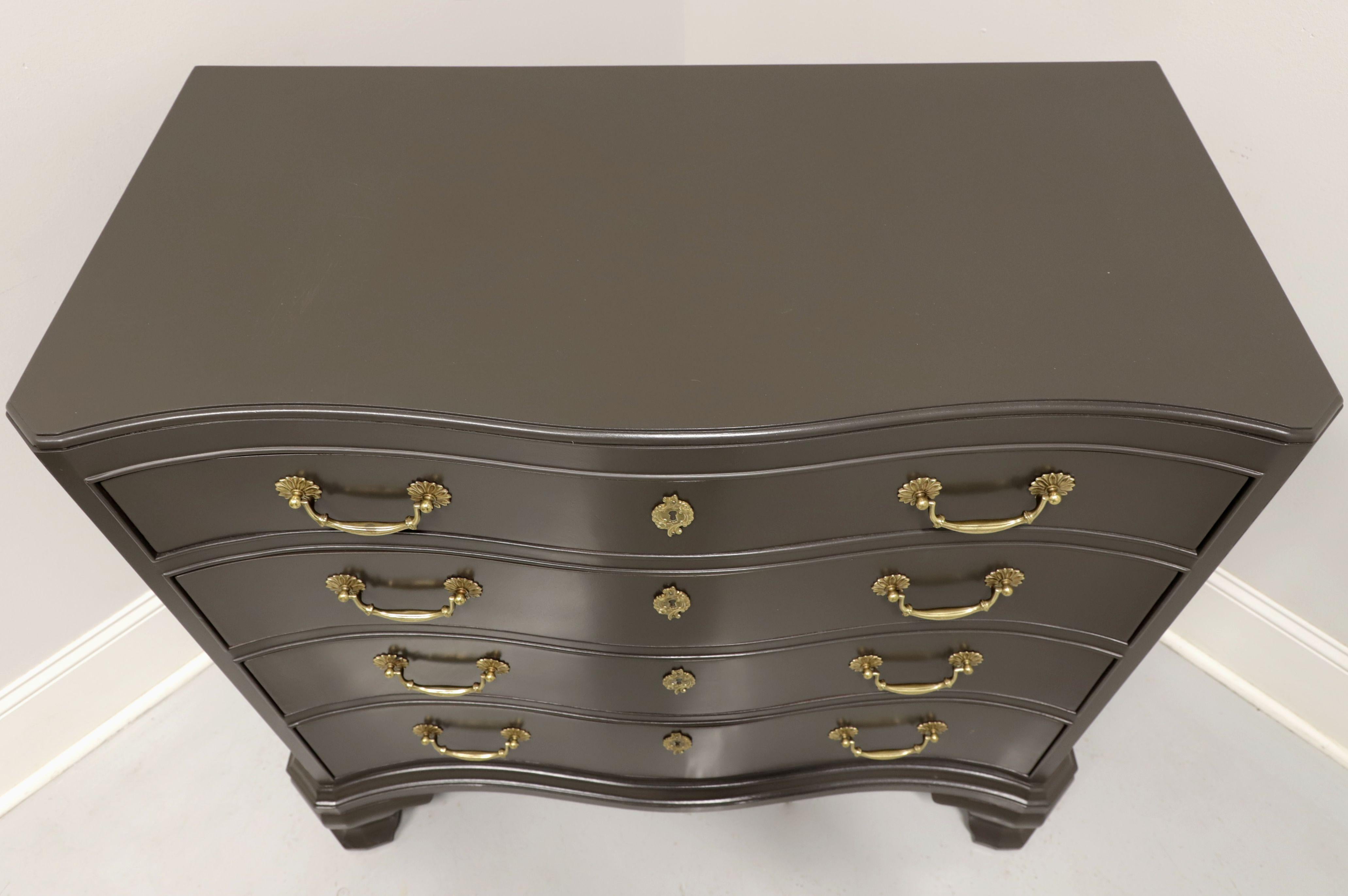 Brass WHITE OF MEBANE Mahogany Chippendale Serpentine Gray Painted Bachelor Chest For Sale