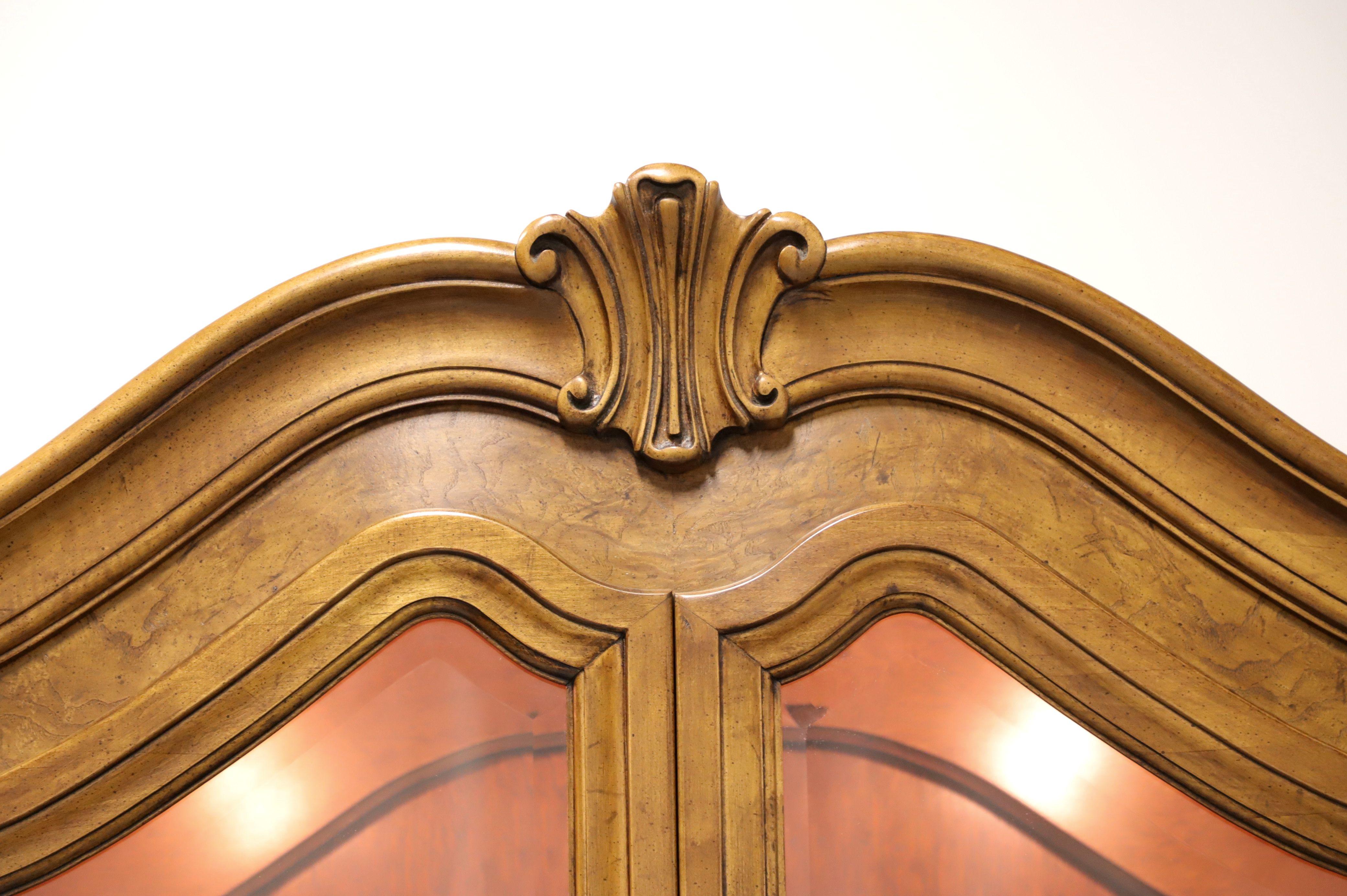 American WHITE OF MEBANE Monumental Burl Walnut French Provincial China Cabinet