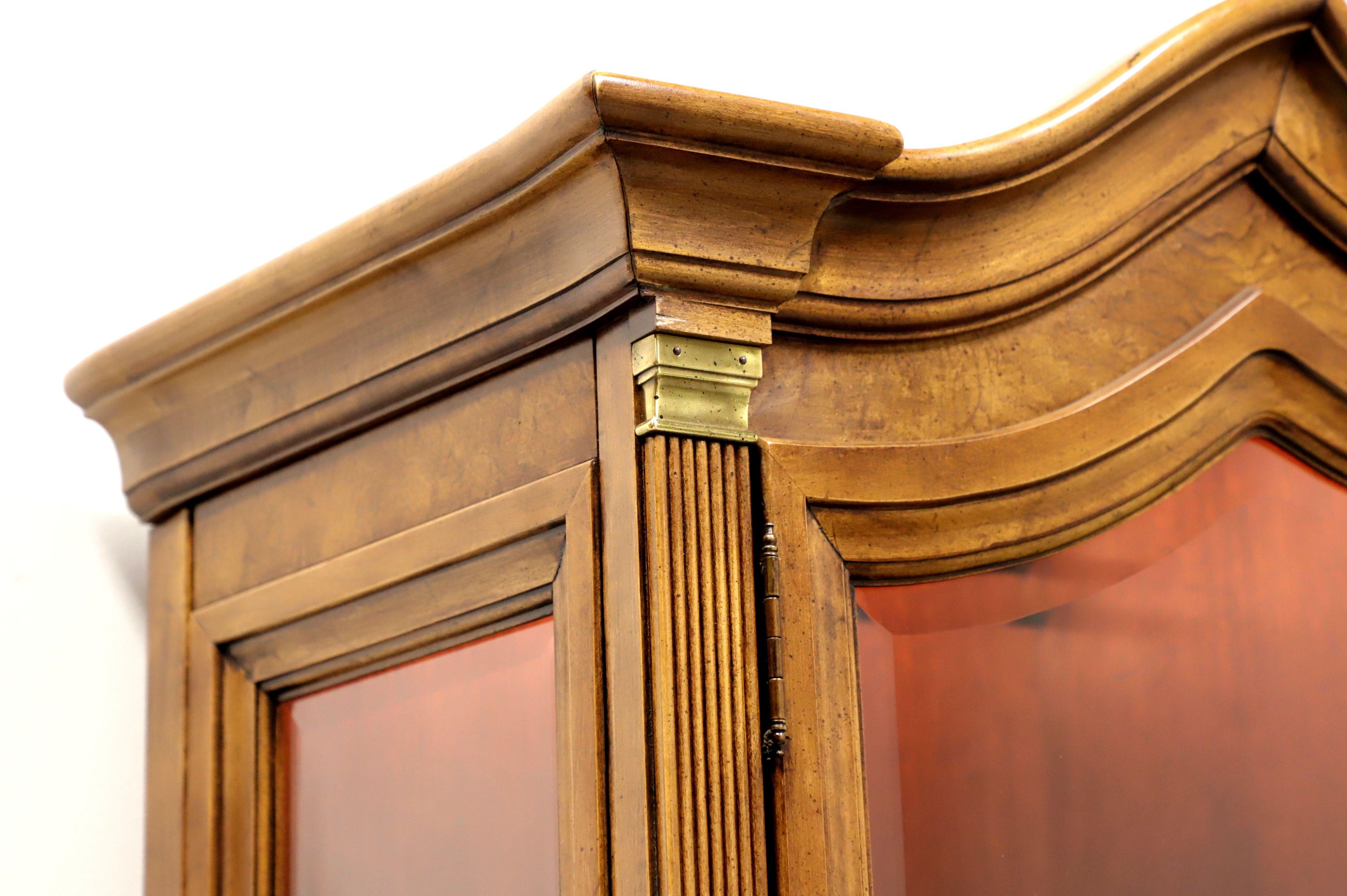 WHITE OF MEBANE Monumental Burl Walnut French Provincial China Cabinet In Good Condition In Charlotte, NC