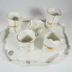 White on Gold Coffee Set by artist- designer Hania Jneid