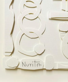 White On White Paper Cuts Collage By Nurit Amdur, United States, Contemporary