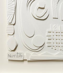 White On White Paper Cuts Collage By Nurit Amdur, United States, Contemporary