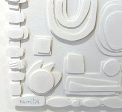 White On White Paper Cuts Collage By Nurit Amdur, USA, Contemporary