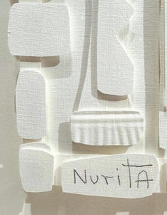 White On White Paper Cuts Collage By Nurit Amdur, USA, Contemporary