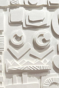 White On White Paper Cuts Collage By Nurit Amdur, USA, Contemporary