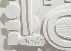 White On White Paper Cuts Collage By Nurit Amdur, USA, Contemporary