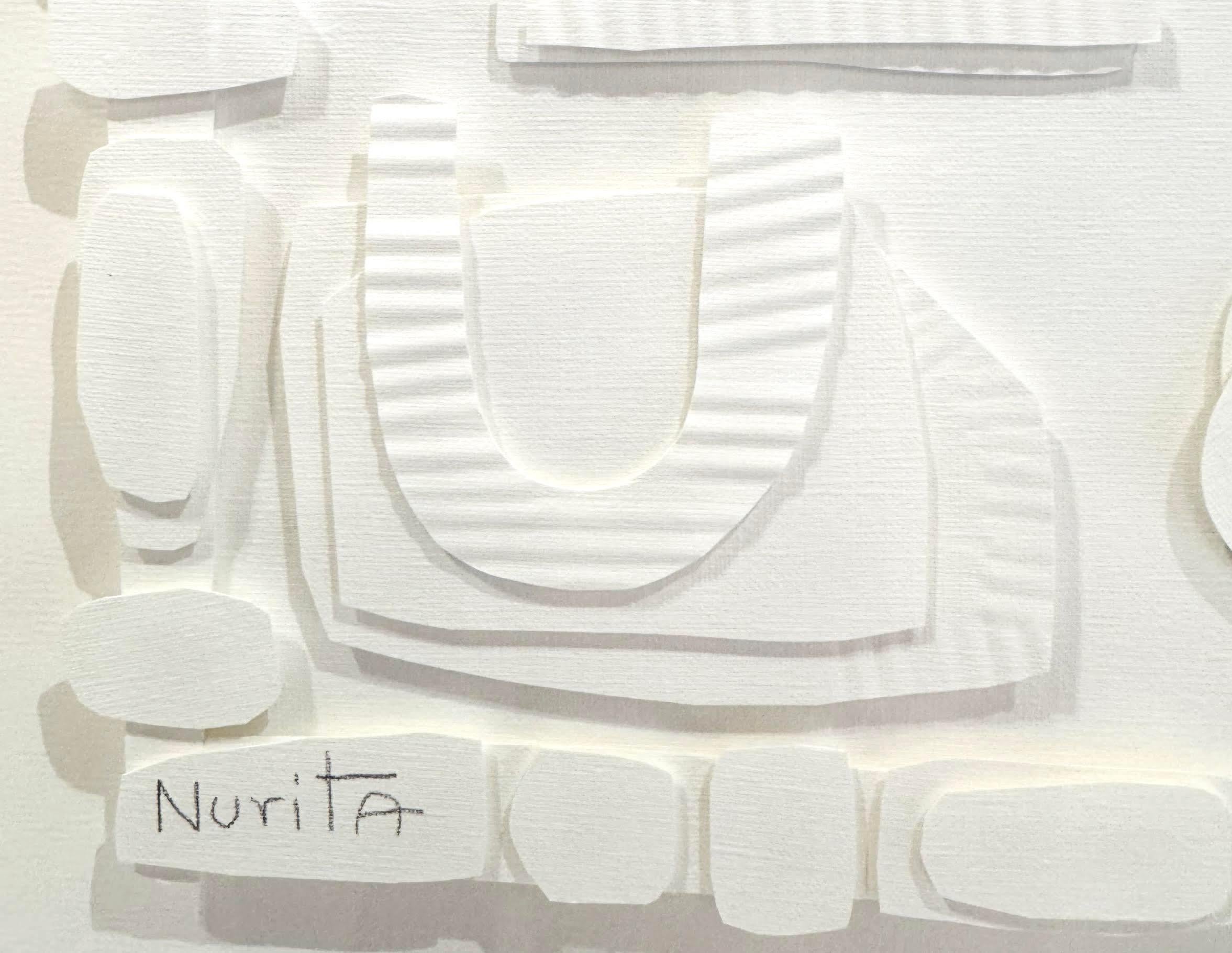 American White On White Paper Cuts Collage By Nurit Amdur, USA, Contemporary