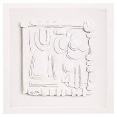 White On White Paper Cuts Collage By Nurit Amdur, USA, Contemporary