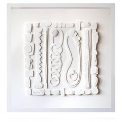 White On White Paper Cuts Collage By Nurit Amdur, USA, Contemporary