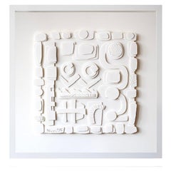 White On White Paper Cuts Collage By Nurit Amdur, USA, Contemporary