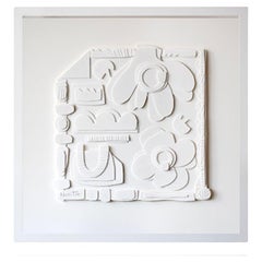 White On White Paper Cuts Collage By Nurit Amdur, USA, Contemporary