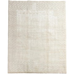 Orley Shabahang "Labyrinth" Contemporary Persian Rug, White on White Silk, 5'x7'