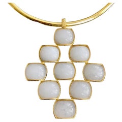 Pendentif "Brick" en onyx blanc