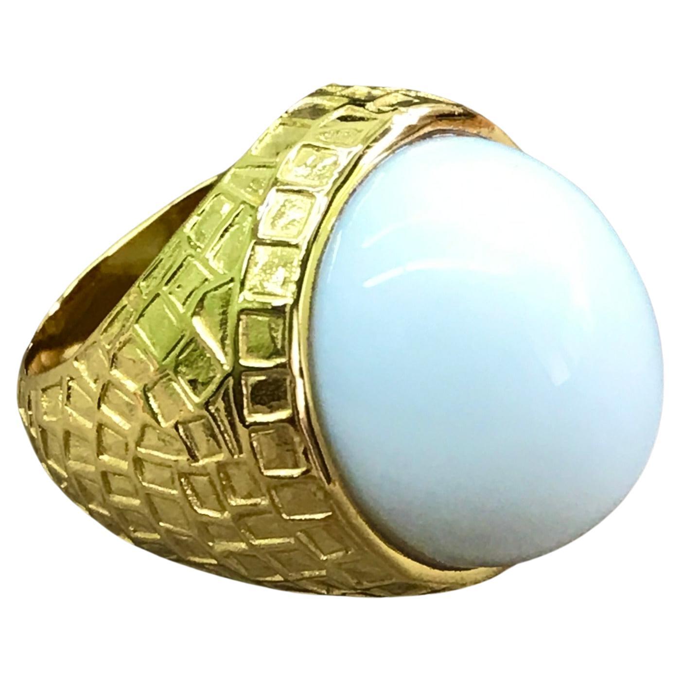 White Onyx Chiselled Cocktail Ring