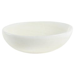 White Onyx Decorative Small Bowl, Italian Hand-Carved Sculptural Stone Object