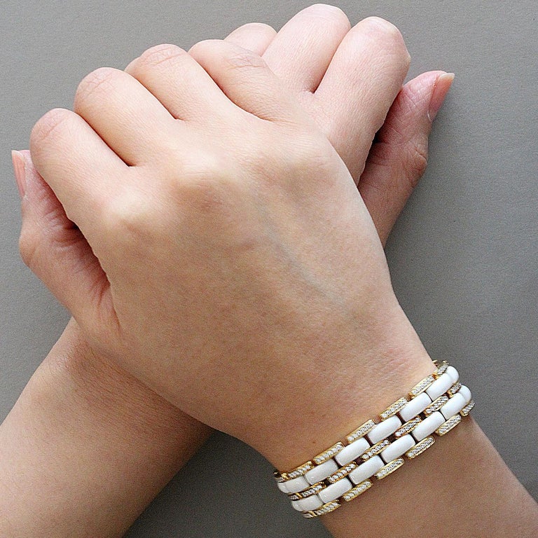 White Onyx Diamond Gold Bracelet For Sale at 1stDibs white onyx bracelet
