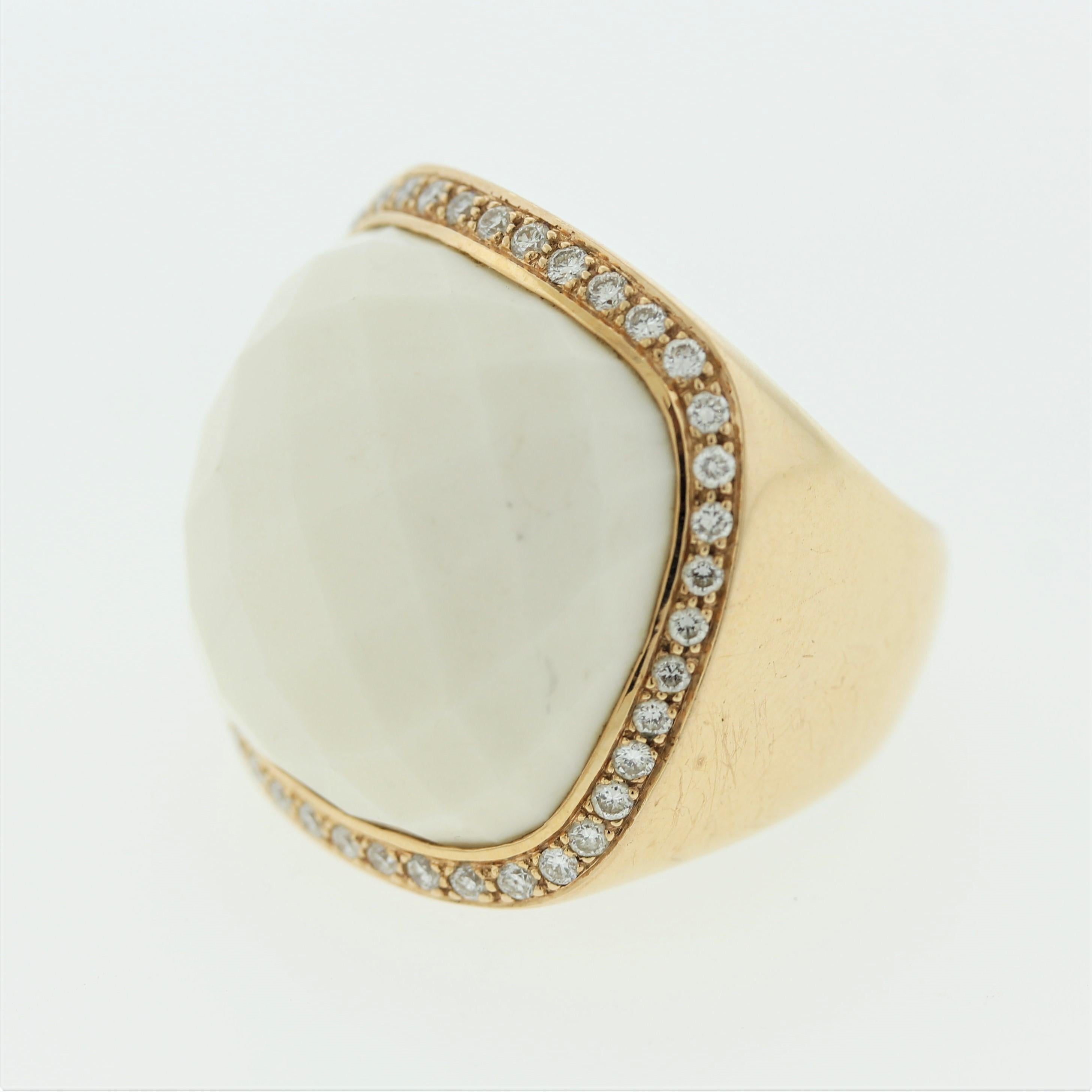 Mixed Cut White-Onyx Diamond Gold Cocktail Ring For Sale