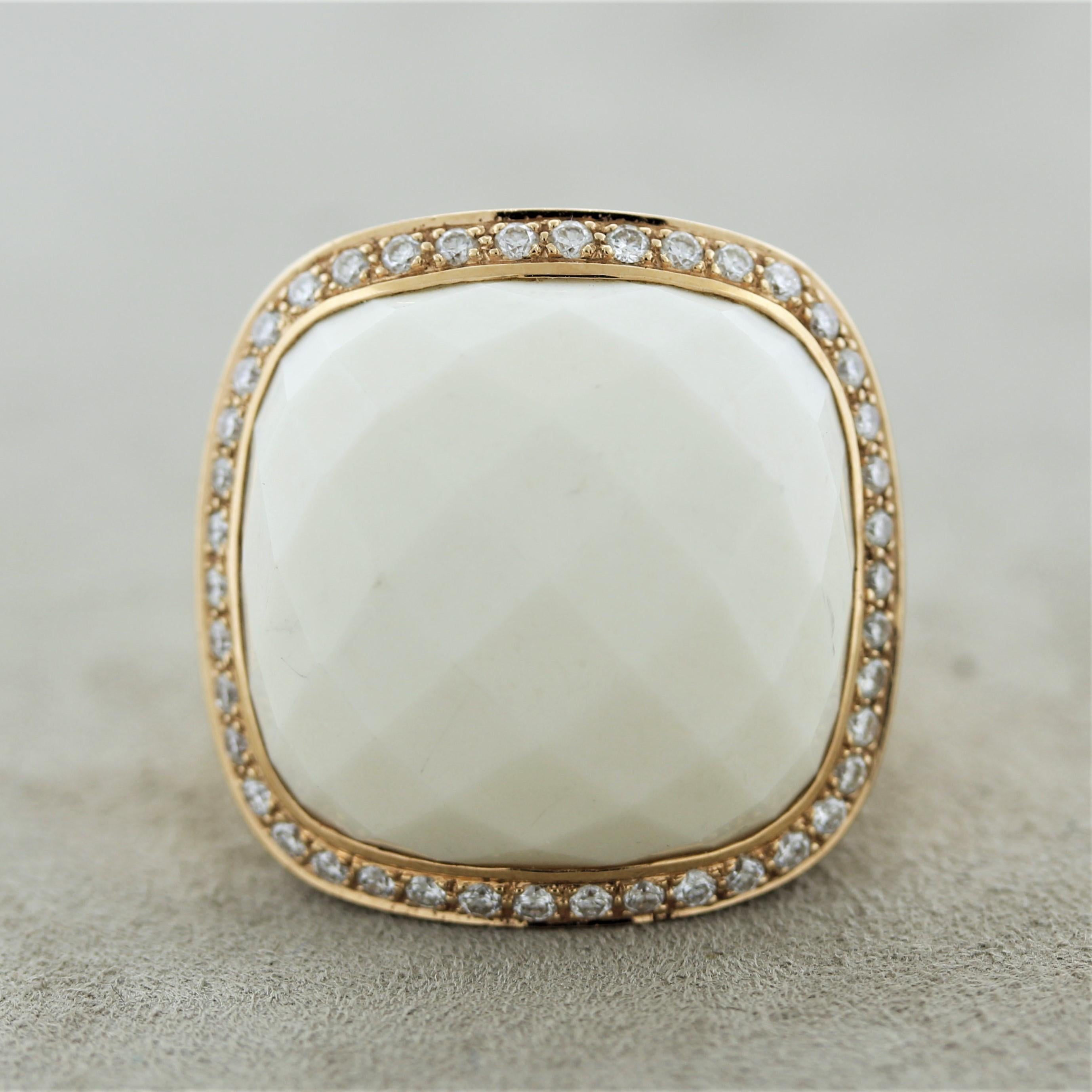 White-Onyx Diamond Gold Cocktail Ring In New Condition For Sale In Beverly Hills, CA