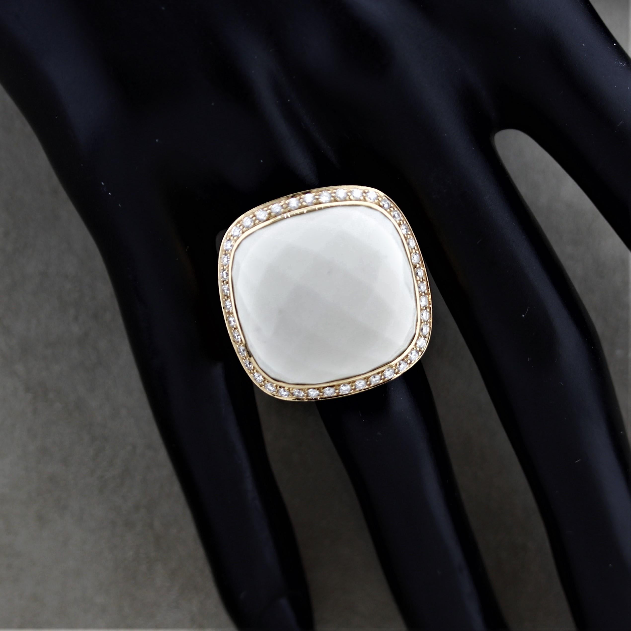 White-Onyx Diamond Gold Cocktail Ring For Sale 3