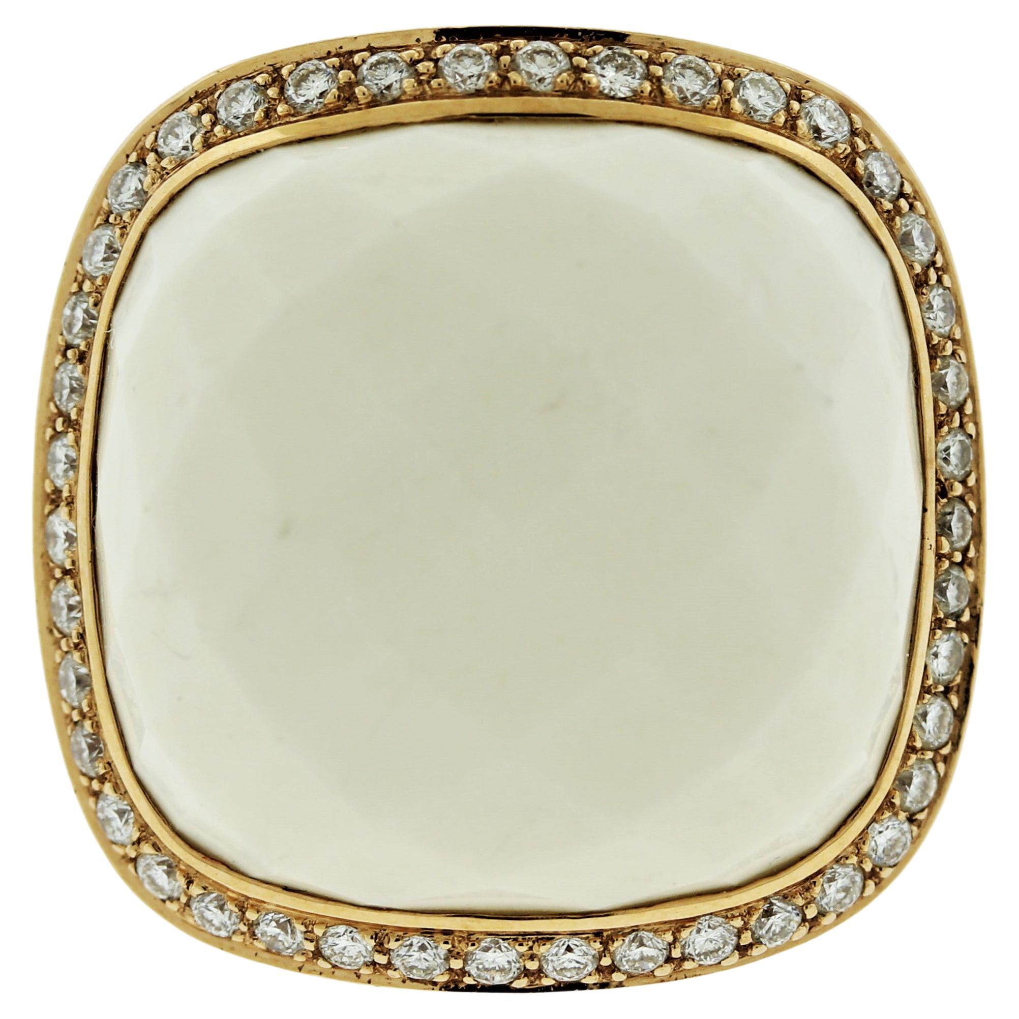 White-Onyx Diamond Gold Cocktail Ring For Sale