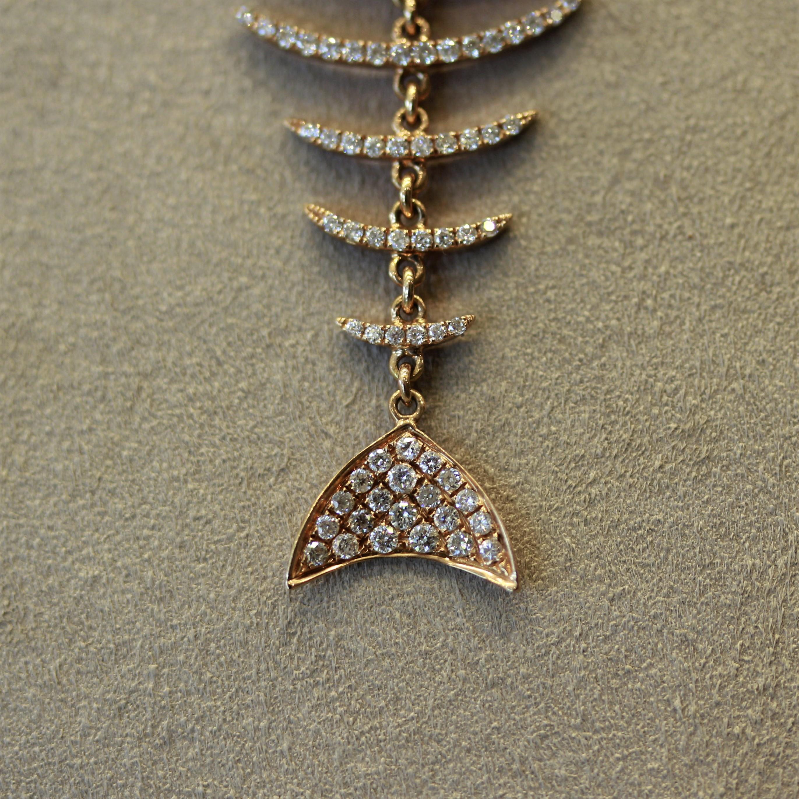 gold fish bone necklace