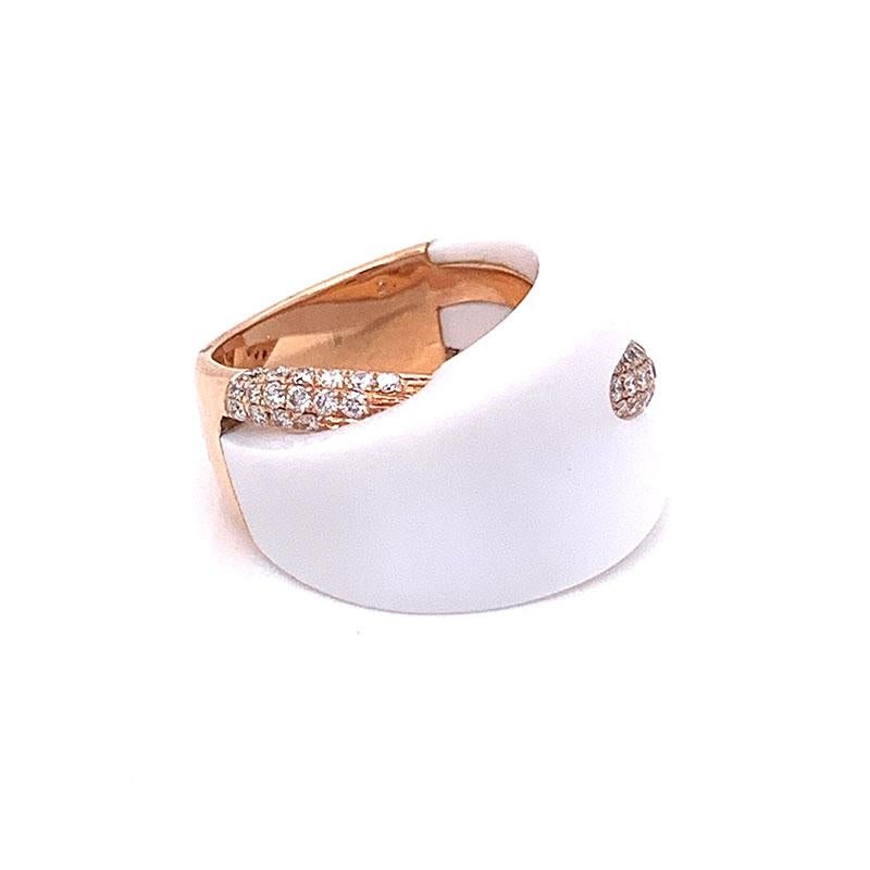 Modern White Onyx Diamond Gold Ring For Sale