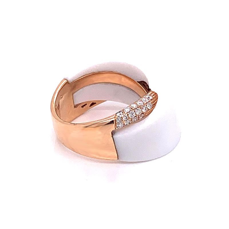 Round Cut White Onyx Diamond Gold Ring For Sale