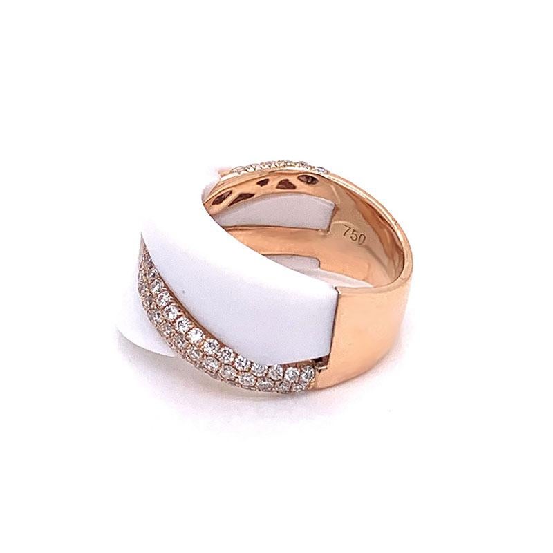 Women's White Onyx Diamond Gold Ring For Sale